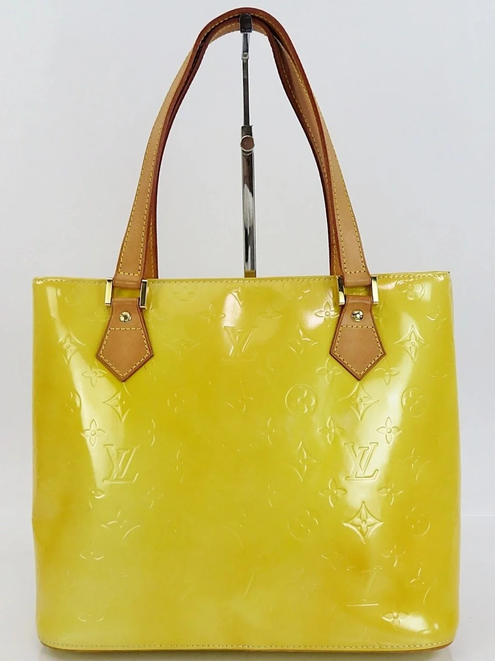 Louis Vuitton Yellow Patent Monogram Tote with Tan Handles